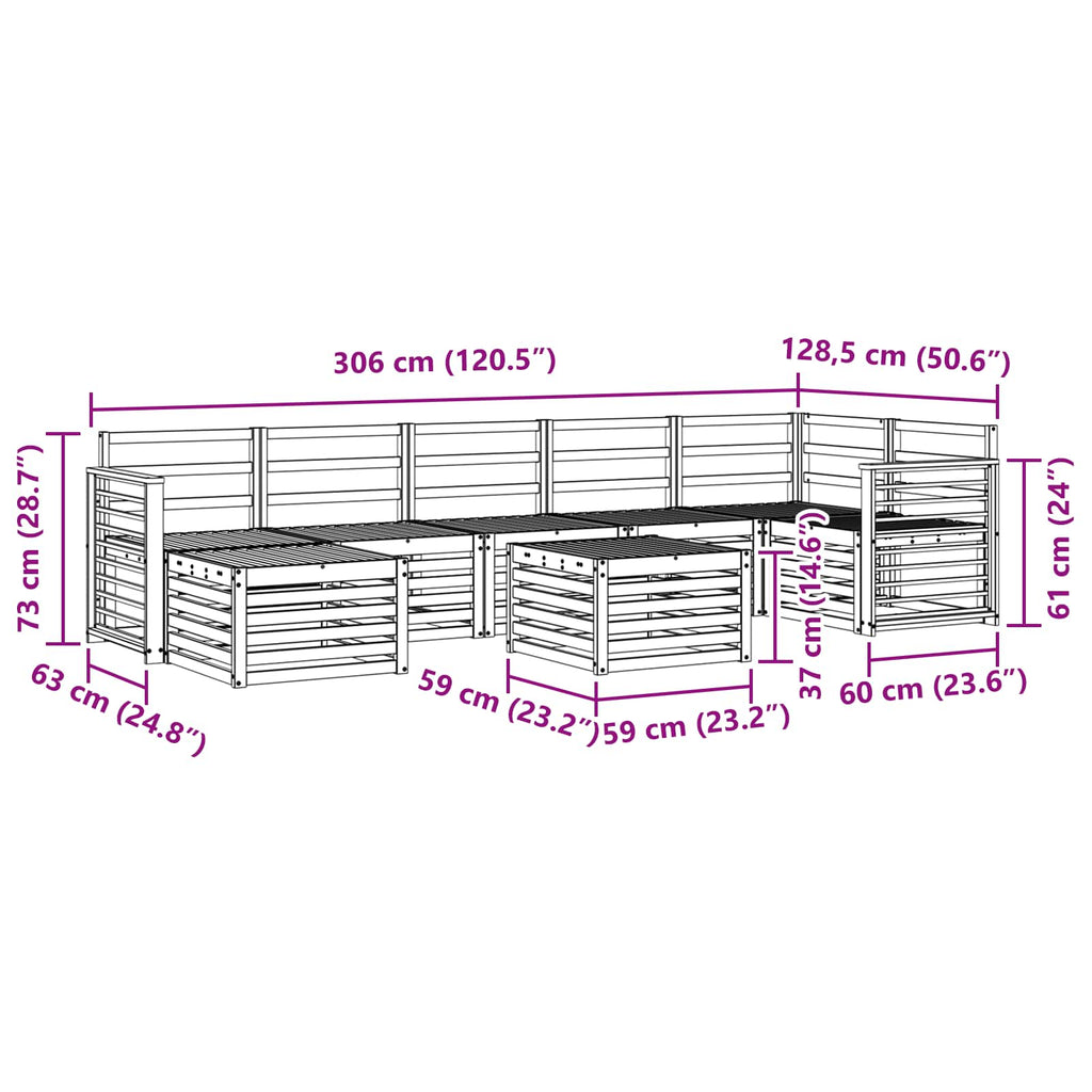 Outdoor-Sofagarnitur 8 pcs Weiß 59 x 59 x 37 cm