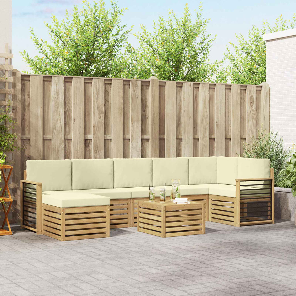 Outdoor-Sofagarnitur 8 pcs Weiß und Creme 59 x 59 x 37 cm