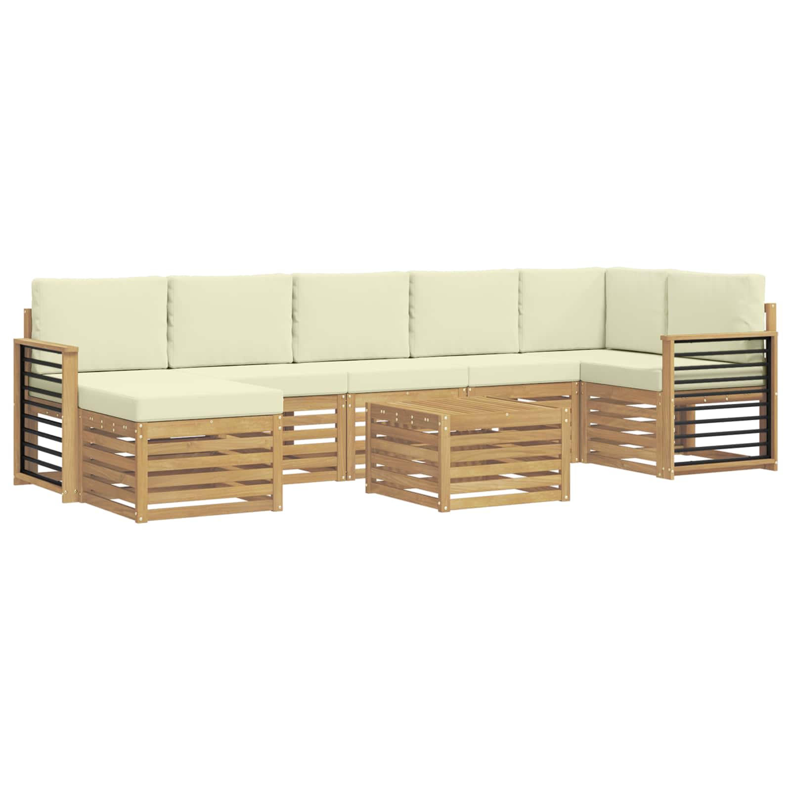 Outdoor-Sofagarnitur 8 pcs Weiß und Creme 59 x 59 x 37 cm