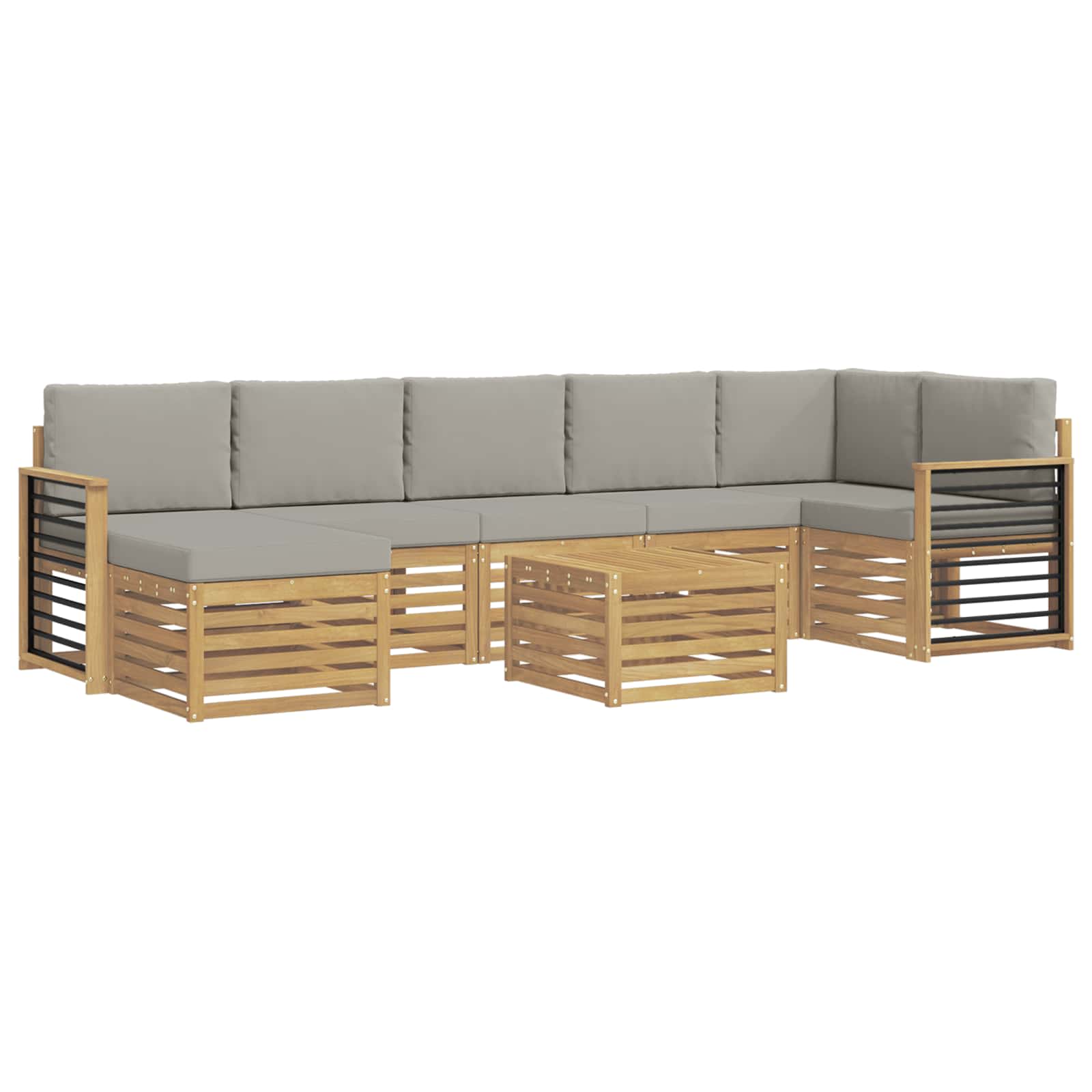 Outdoor-Sofagarnitur 8 pcs Weiß und Hellgrau 59 x 59 x 37 cm