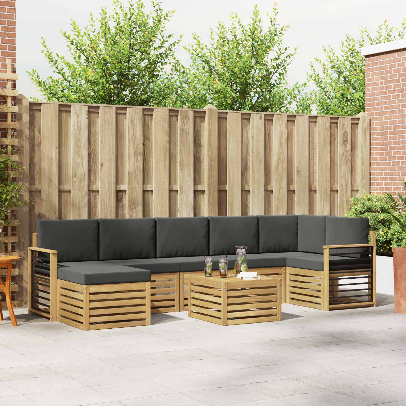 Outdoor-Sofagarnitur 8 pcs Weiß und Anthrazit 59 x 59 x 37 cm