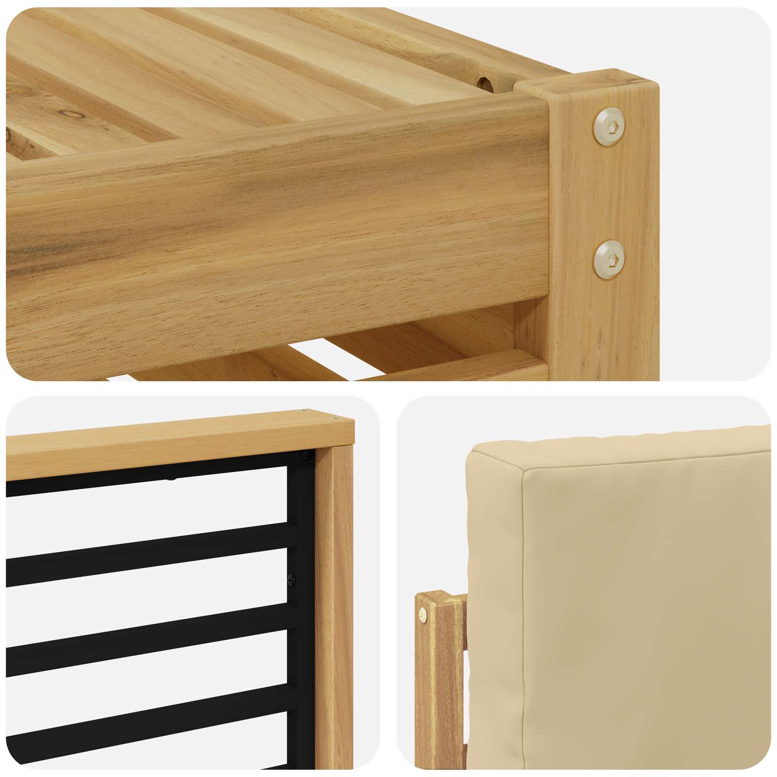 Outdoor-Sofagarnitur 8 pcs Weiß und Beige 59 x 59 x 37 cm