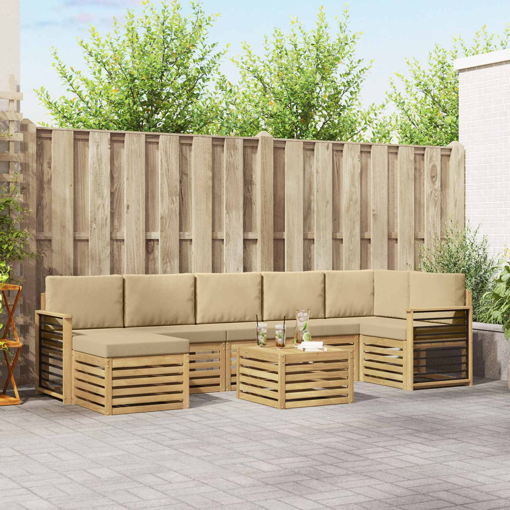 Outdoor-Sofagarnitur 8 pcs Weiß und Beige 59 x 59 x 37 cm