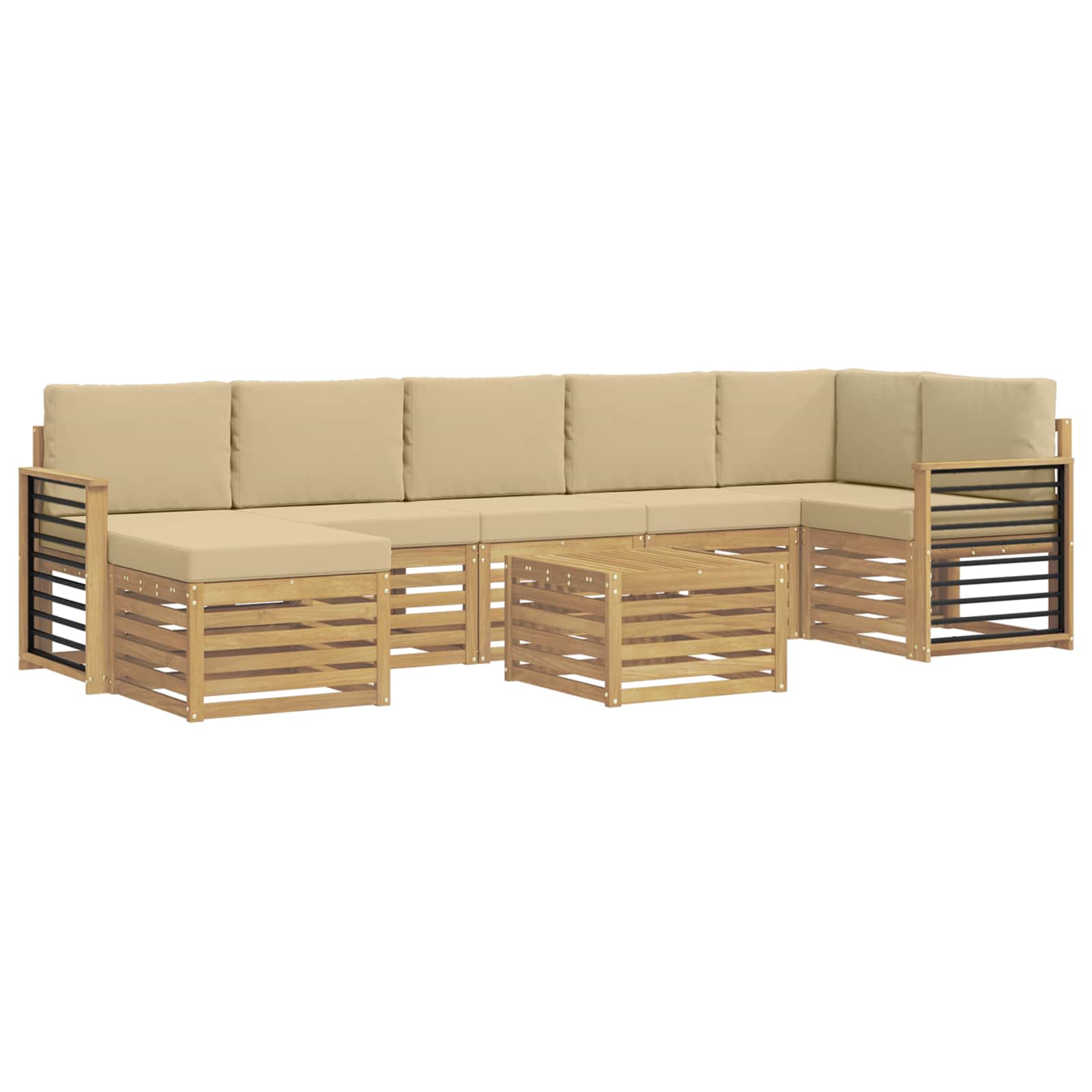 Outdoor-Sofagarnitur 8 pcs Weiß und Beige 59 x 59 x 37 cm