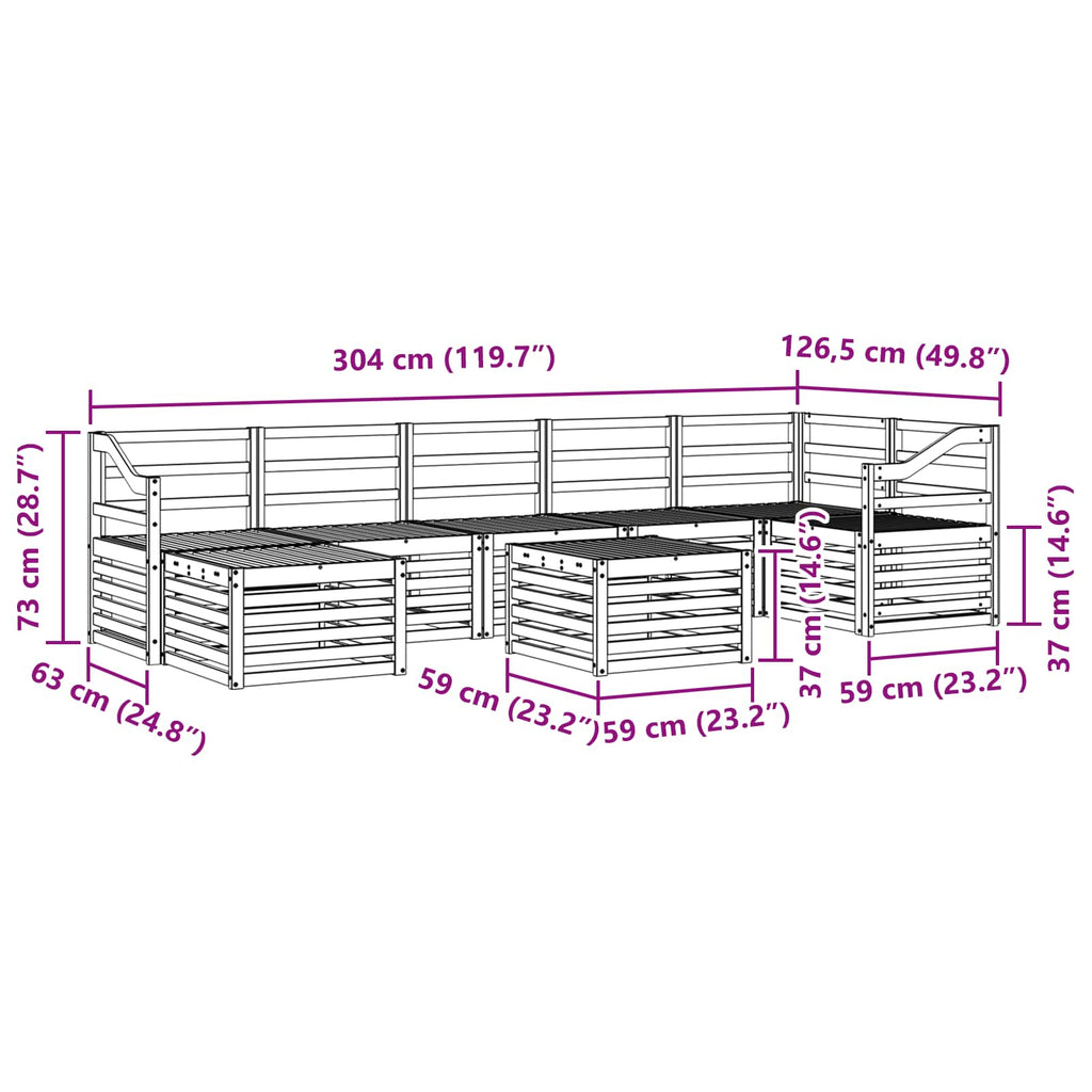 Outdoor-Sofagarnitur 8 pcs Weiß 59 x 59 x 37 cm