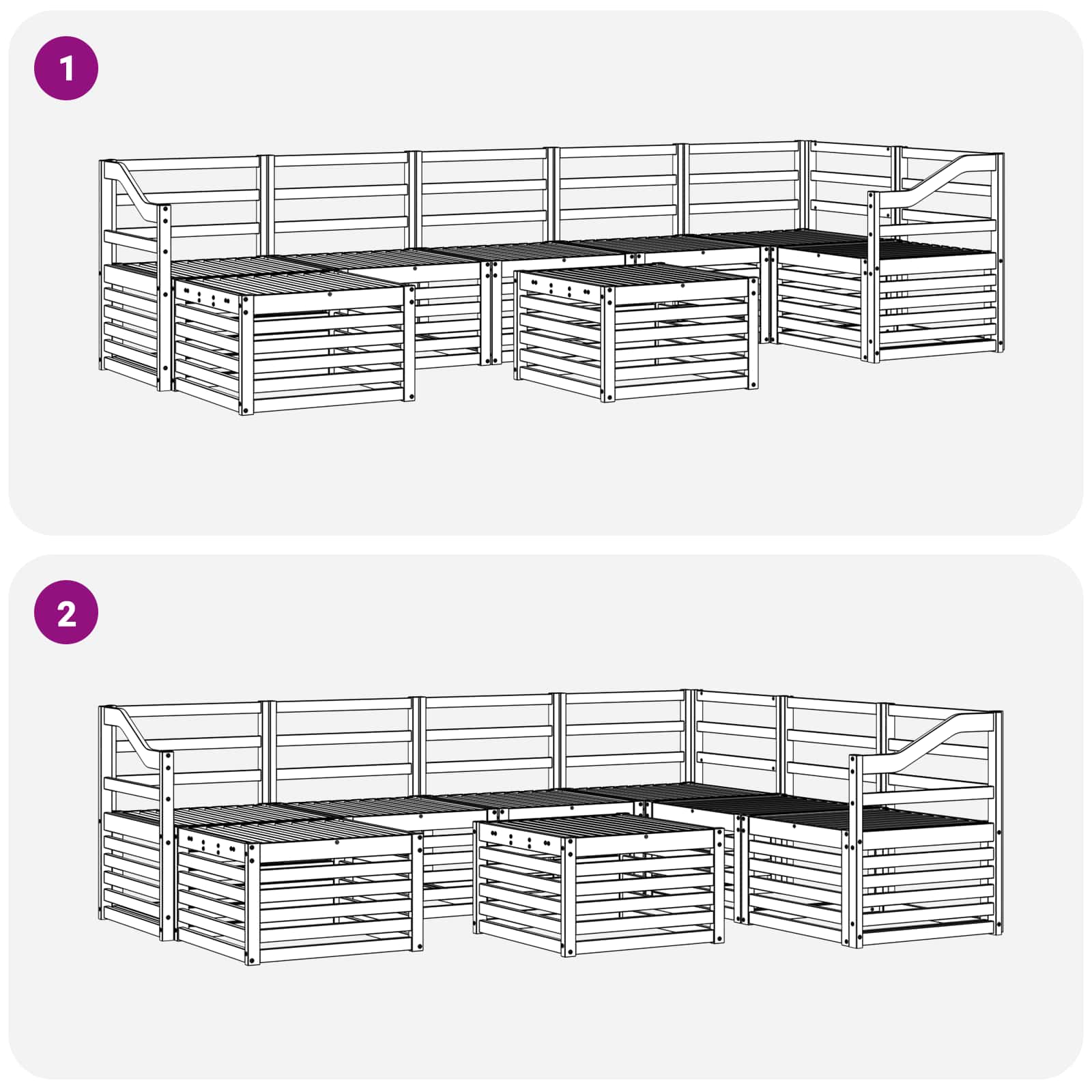 Outdoor-Sofagarnitur 8 pcs Weiß 59 x 59 x 37 cm