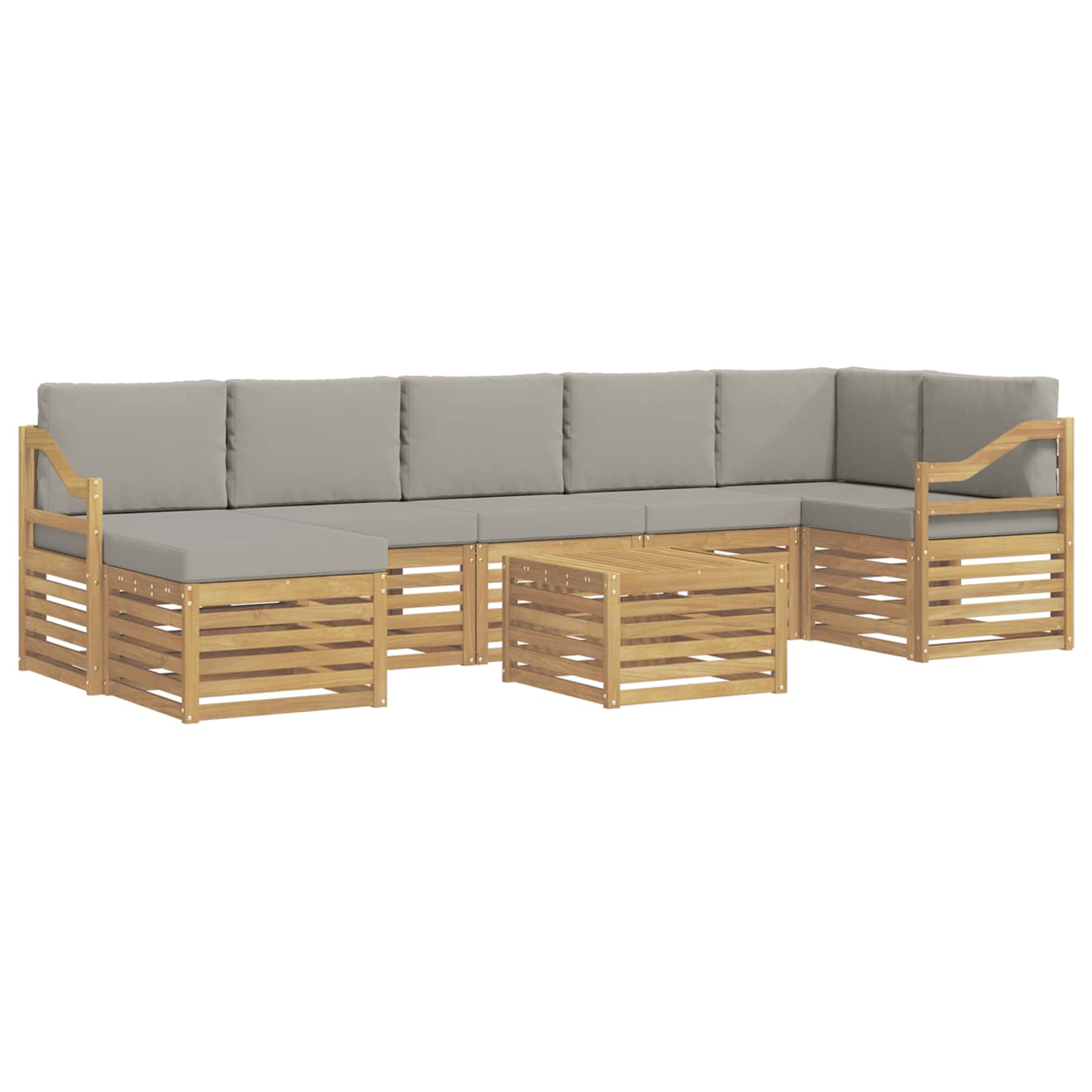 Outdoor-Sofagarnitur 8 pcs Weiß und Hellgrau 59 x 59 x 37 cm