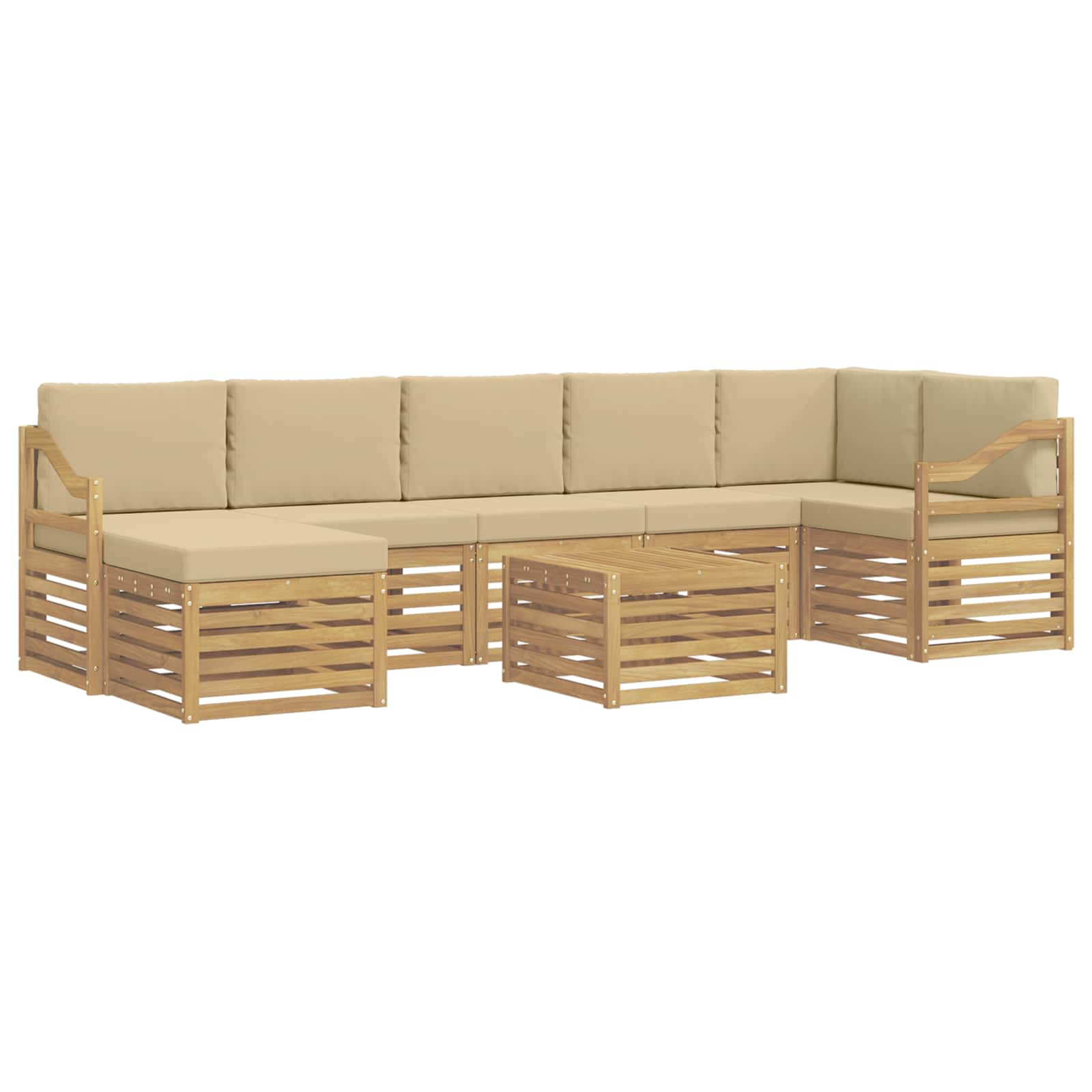 Outdoor-Sofagarnitur 8 pcs Weiß und Beige 59 x 59 x 37 cm