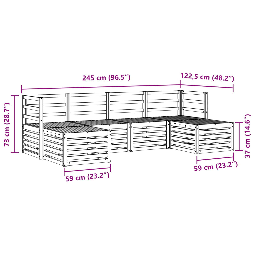 Sofagarnituren 6 pcs Weiß Massivholz Akazie