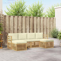 Outdoor-Sofagarnitur 6 pcs Weiß und Creme 245 x 122,5 x 73 cm
