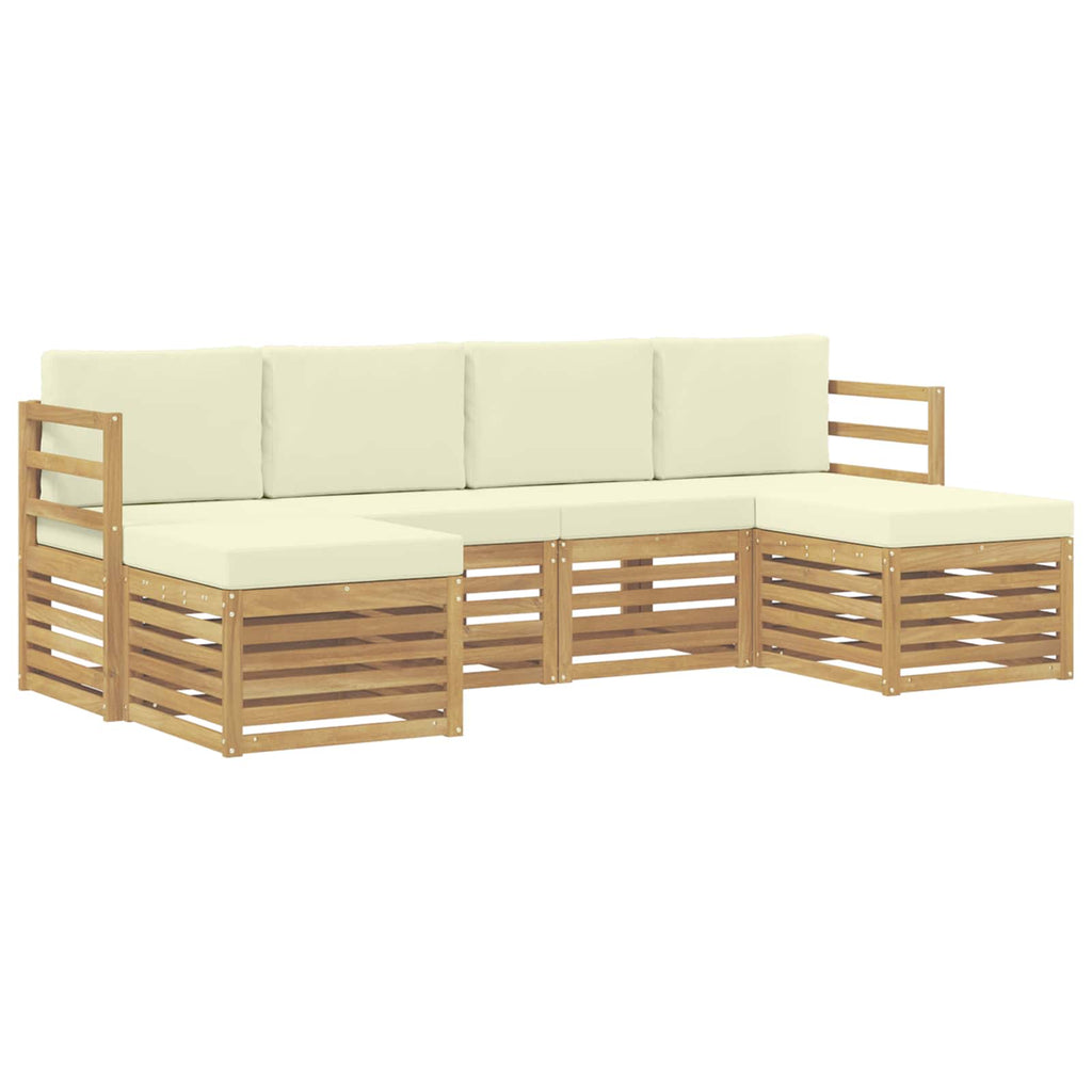 Outdoor-Sofagarnitur 6 pcs Weiß und Creme 245 x 122,5 x 73 cm