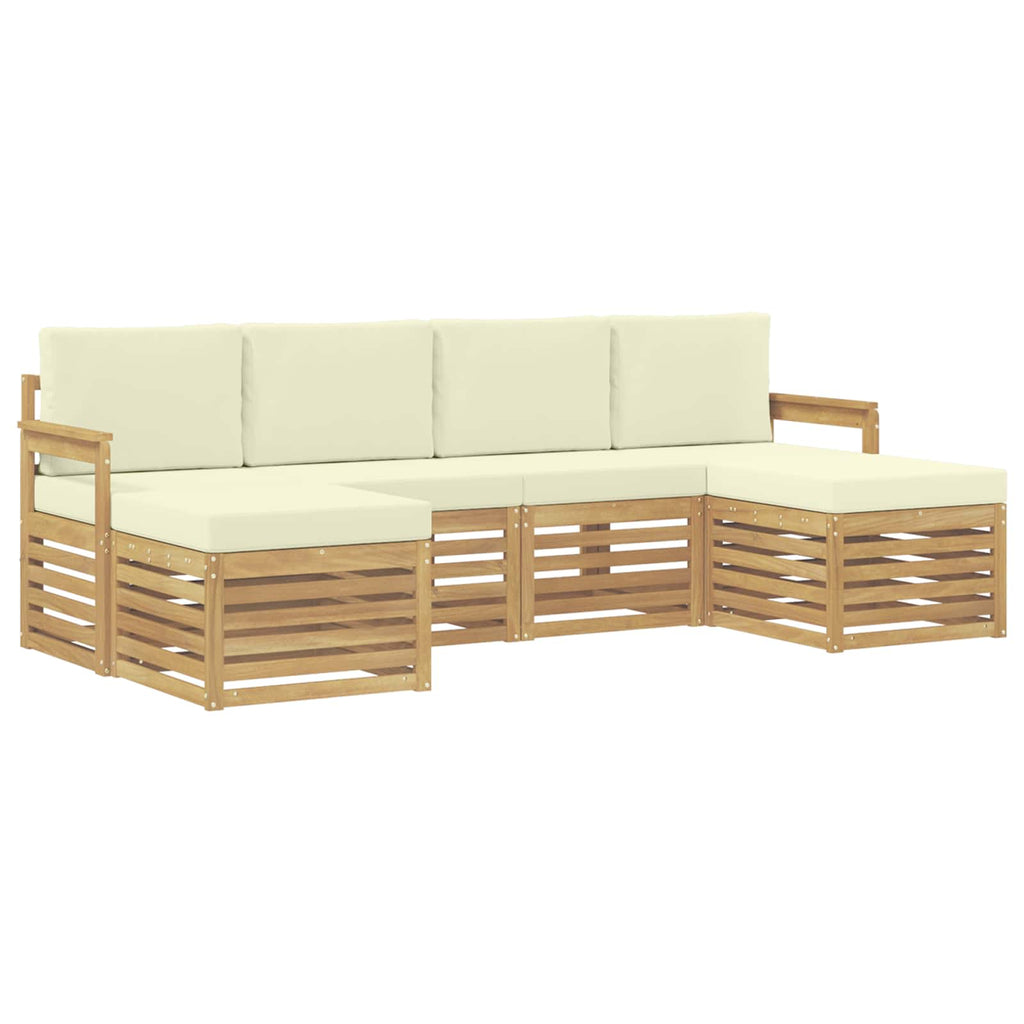 Outdoor-Sofagarnitur 6 pcs Weiß und Creme 249 x 122,5 x 73 cm