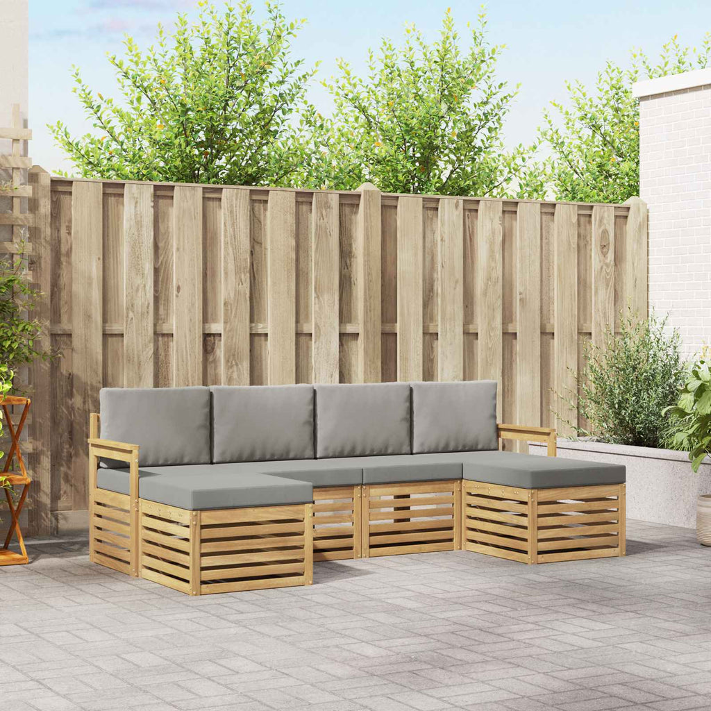 Outdoor-Sofagarnitur 5 pcs Weiß und Hellgrau