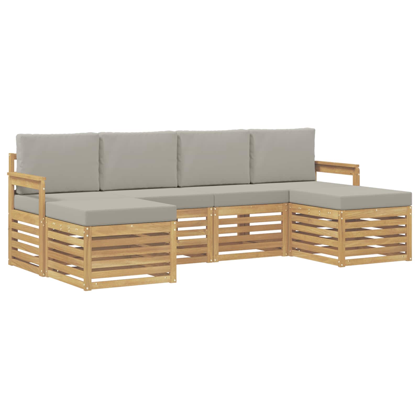 Outdoor-Sofagarnitur 5 pcs Weiß und Hellgrau