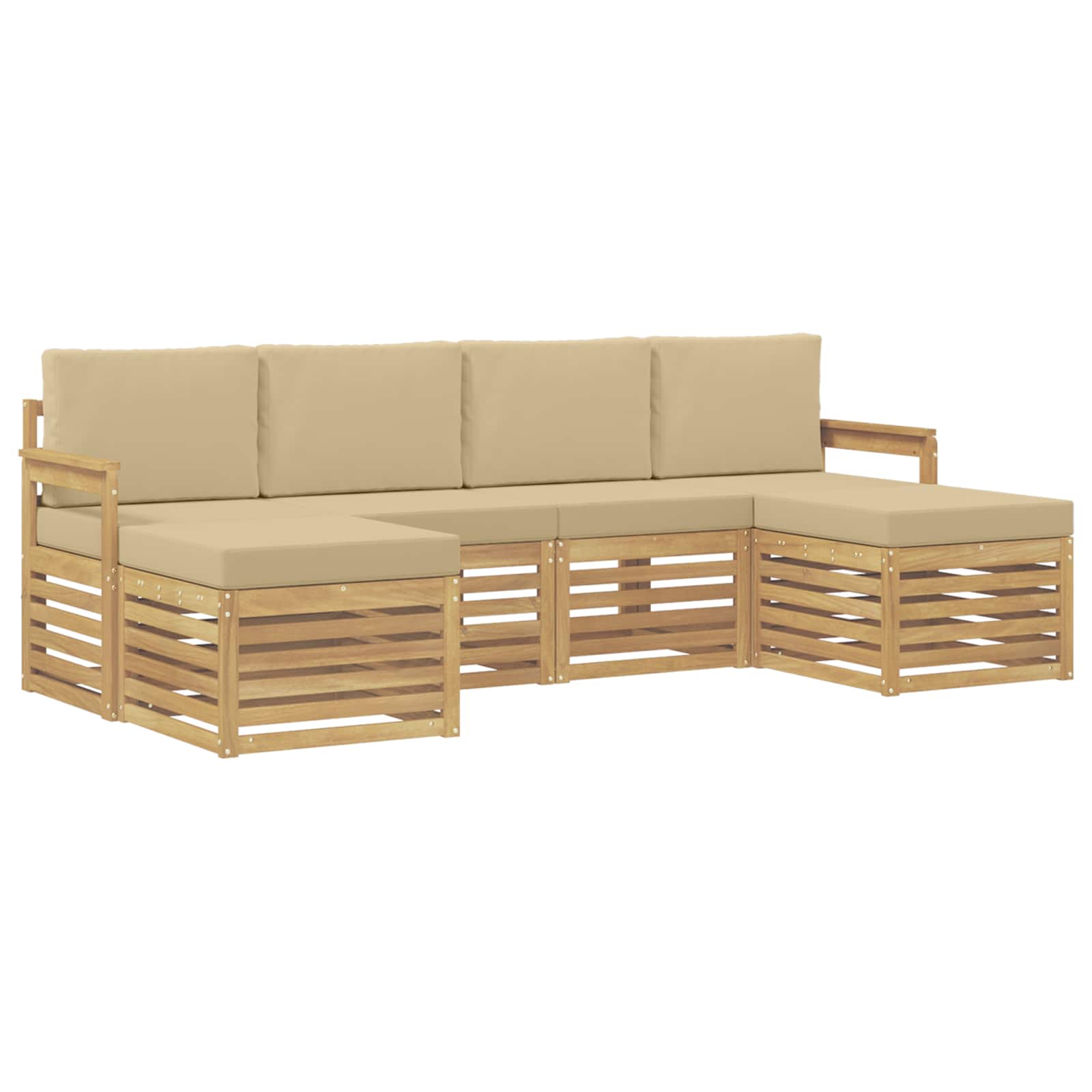 Outdoor-Sofagarnitur 5 pcs Weiß und Beige 249 x 122,5 x 73 cm