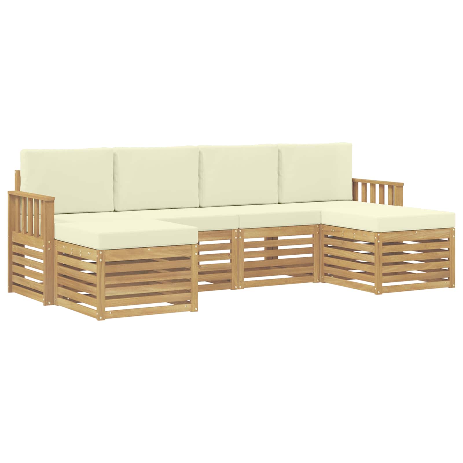 Outdoor-Sofagarnitur 6 pcs Weiß und Creme 249 x 122,5 x 73 cm