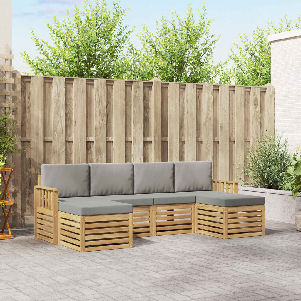Outdoor-Sofagarnitur 5 pcs Weiß und Hellgrau