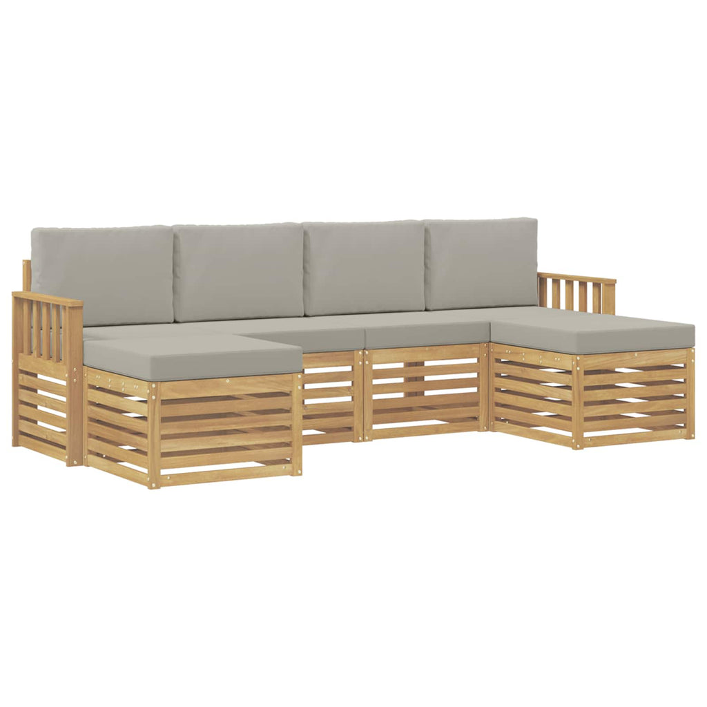 Outdoor-Sofagarnitur 5 pcs Weiß und Hellgrau