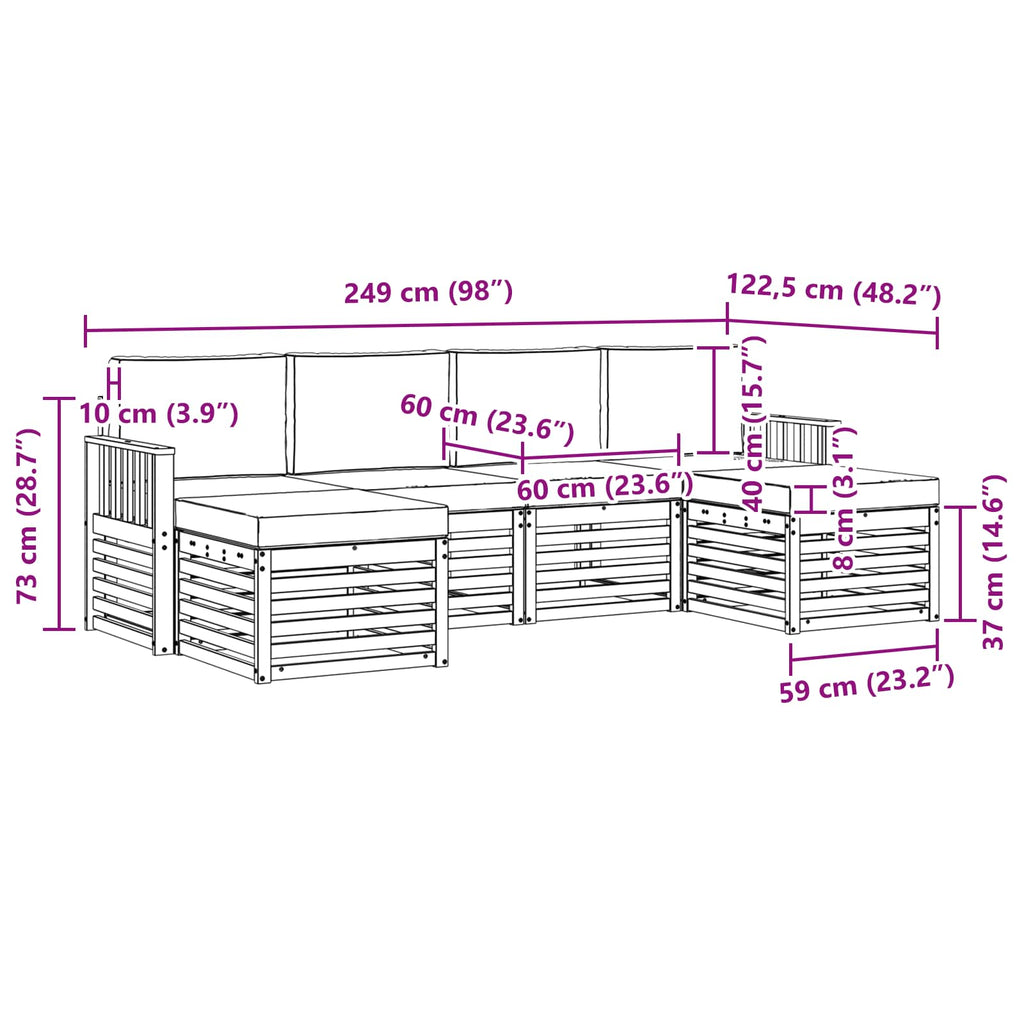 Outdoor-Sofagarnitur 5 pcs Weiß und Hellgrau