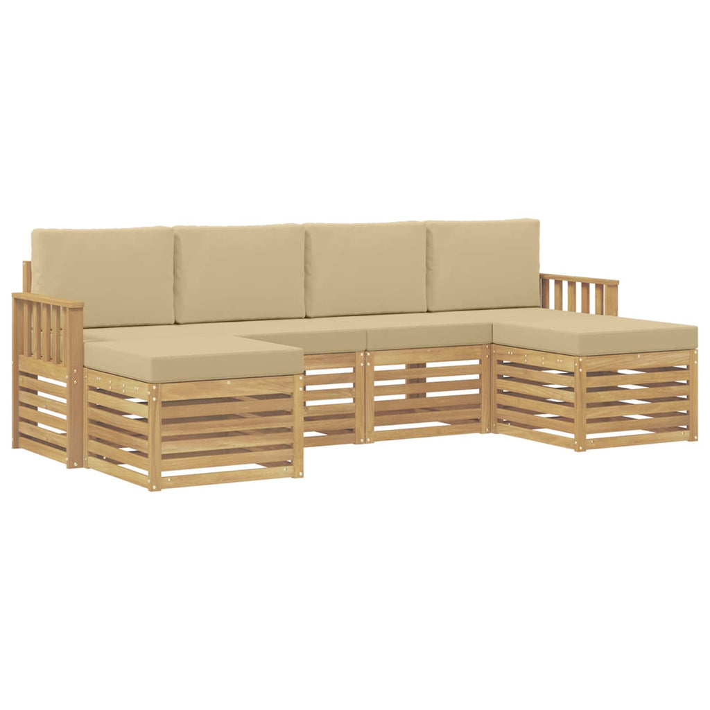 Outdoor-Sofagarnitur 5 pcs Weiß und Beige 249 x 122,5 x 73 cm