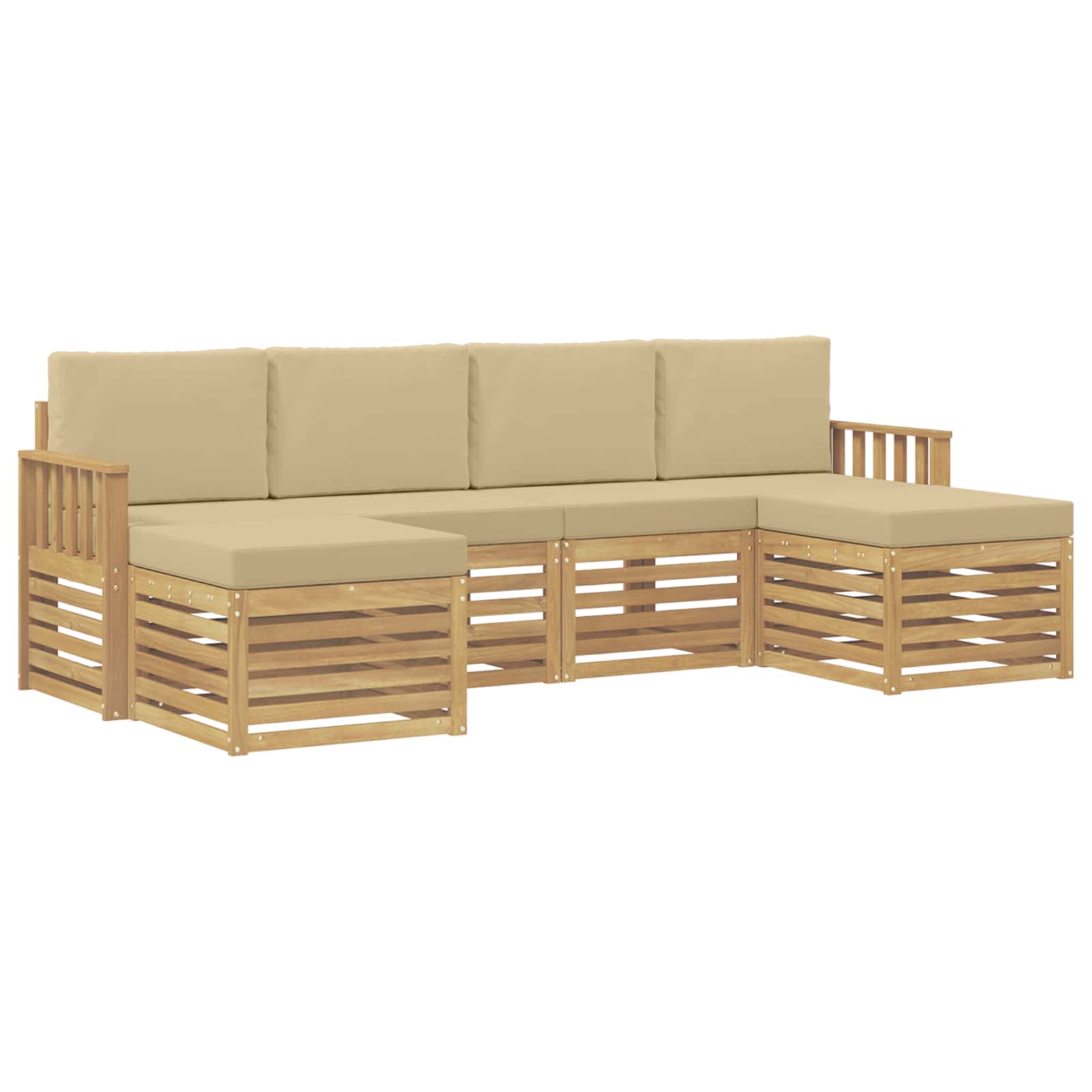 Outdoor-Sofagarnitur 5 pcs Weiß und Beige 249 x 122,5 x 73 cm