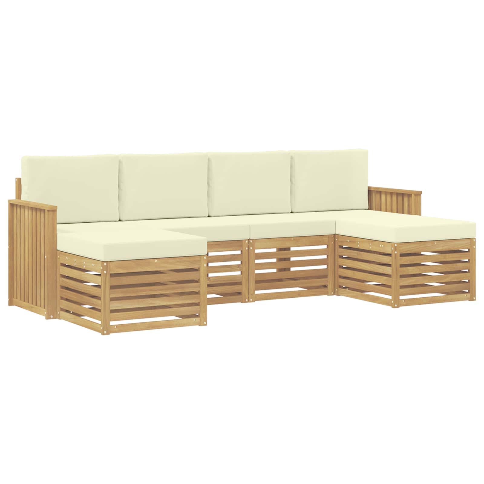Outdoor-Sofagarnitur 6 pcs Weiß und Creme 249 x 122,5 x 73 cm