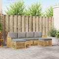 Outdoor-Sofagarnitur 6 pcs Weiß und Hellgrau