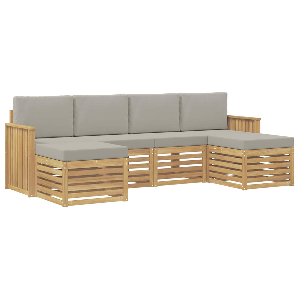 Outdoor-Sofagarnitur 6 pcs Weiß und Hellgrau