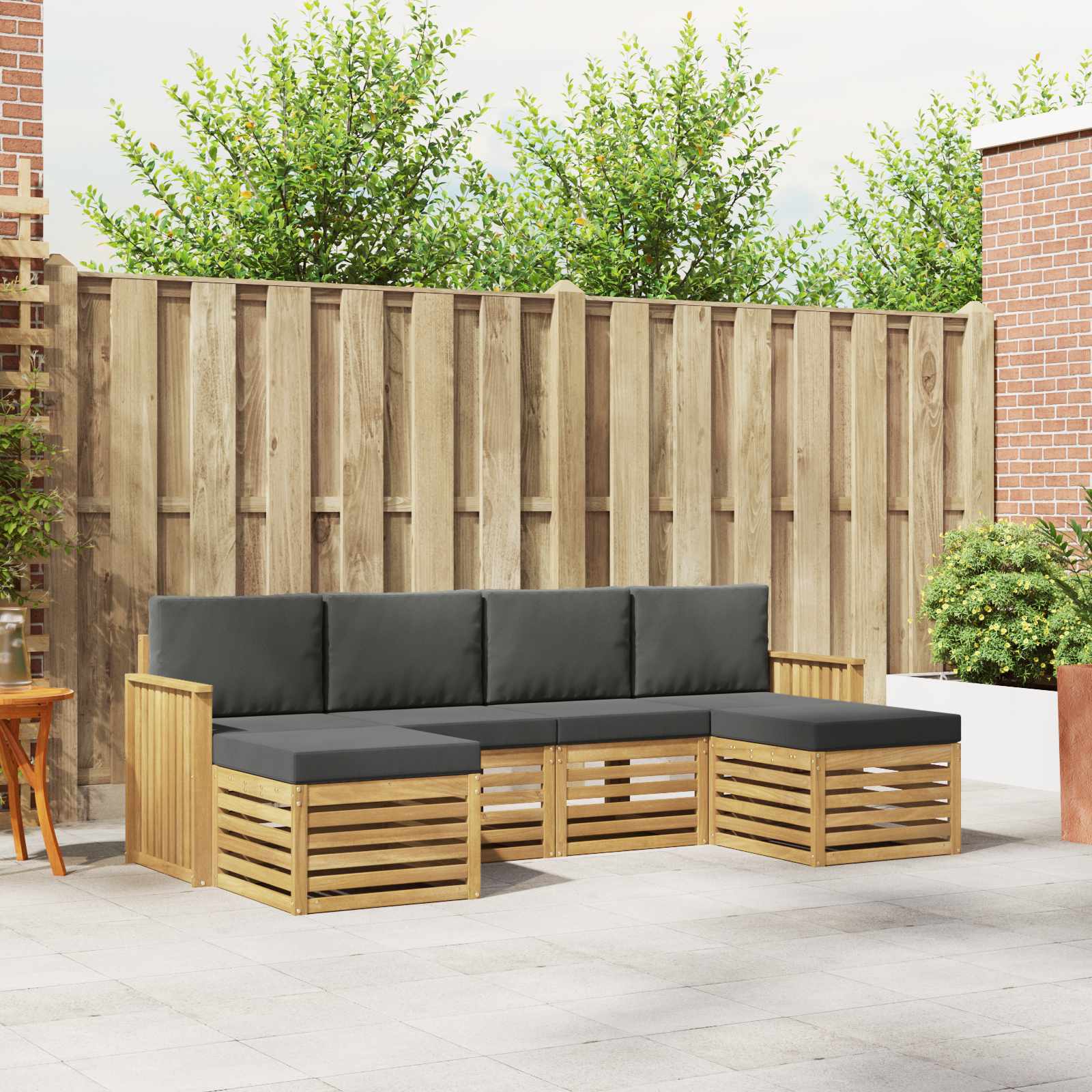 Outdoor-Sofagarnitur 6 pcs Weiß und Anthrazit