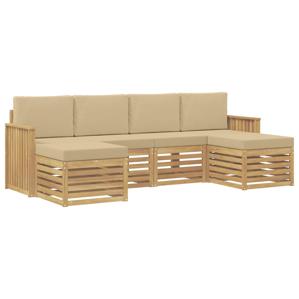 Outdoor-Sofagarnitur 6 pcs Weiß und Beige 249 x 122,5 x 73 cm