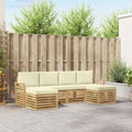 Outdoor-Sofagarnitur 6 pcs Weiß und Creme 253 x 122,5 x 73 cm