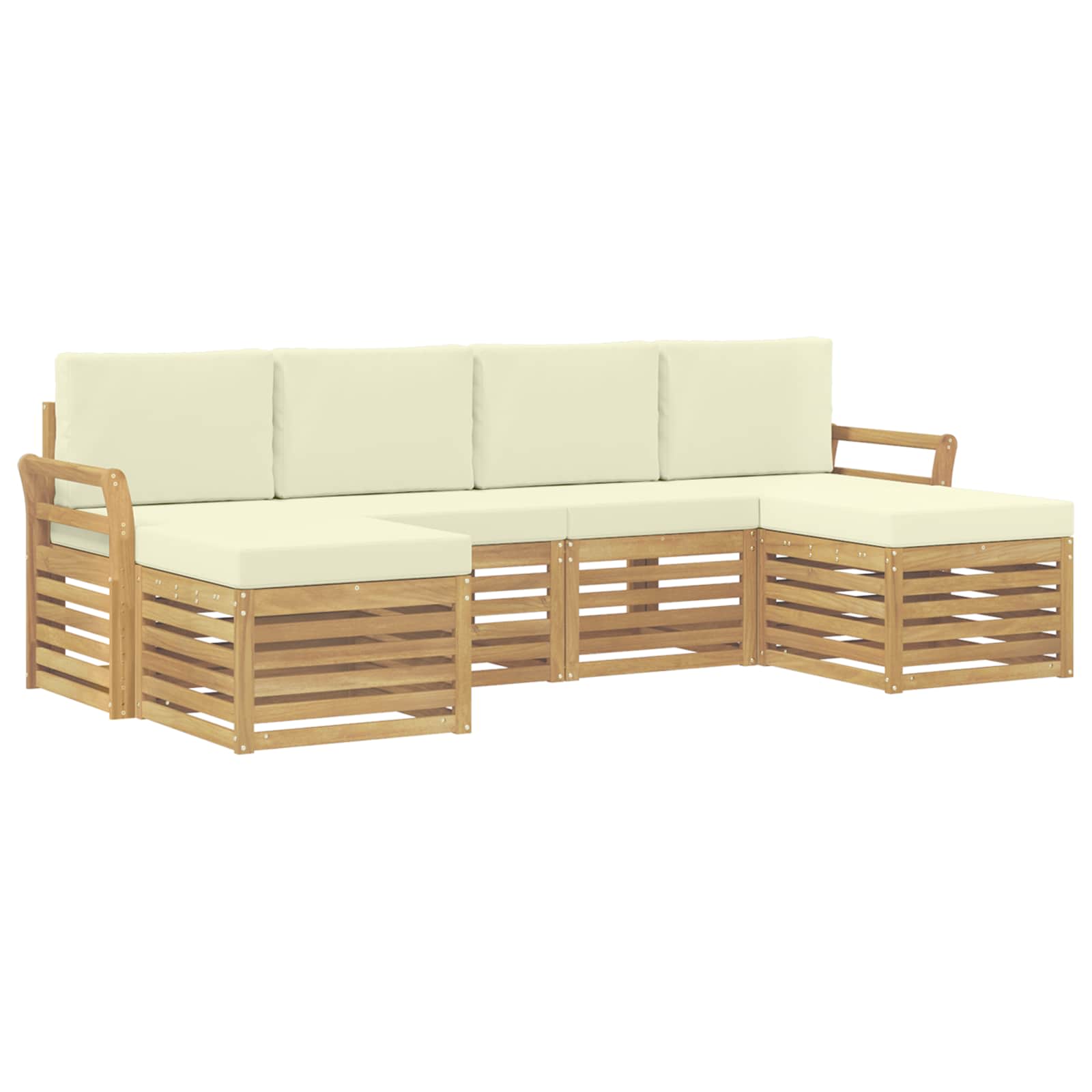 Outdoor-Sofagarnitur 6 pcs Weiß und Creme 253 x 122,5 x 73 cm