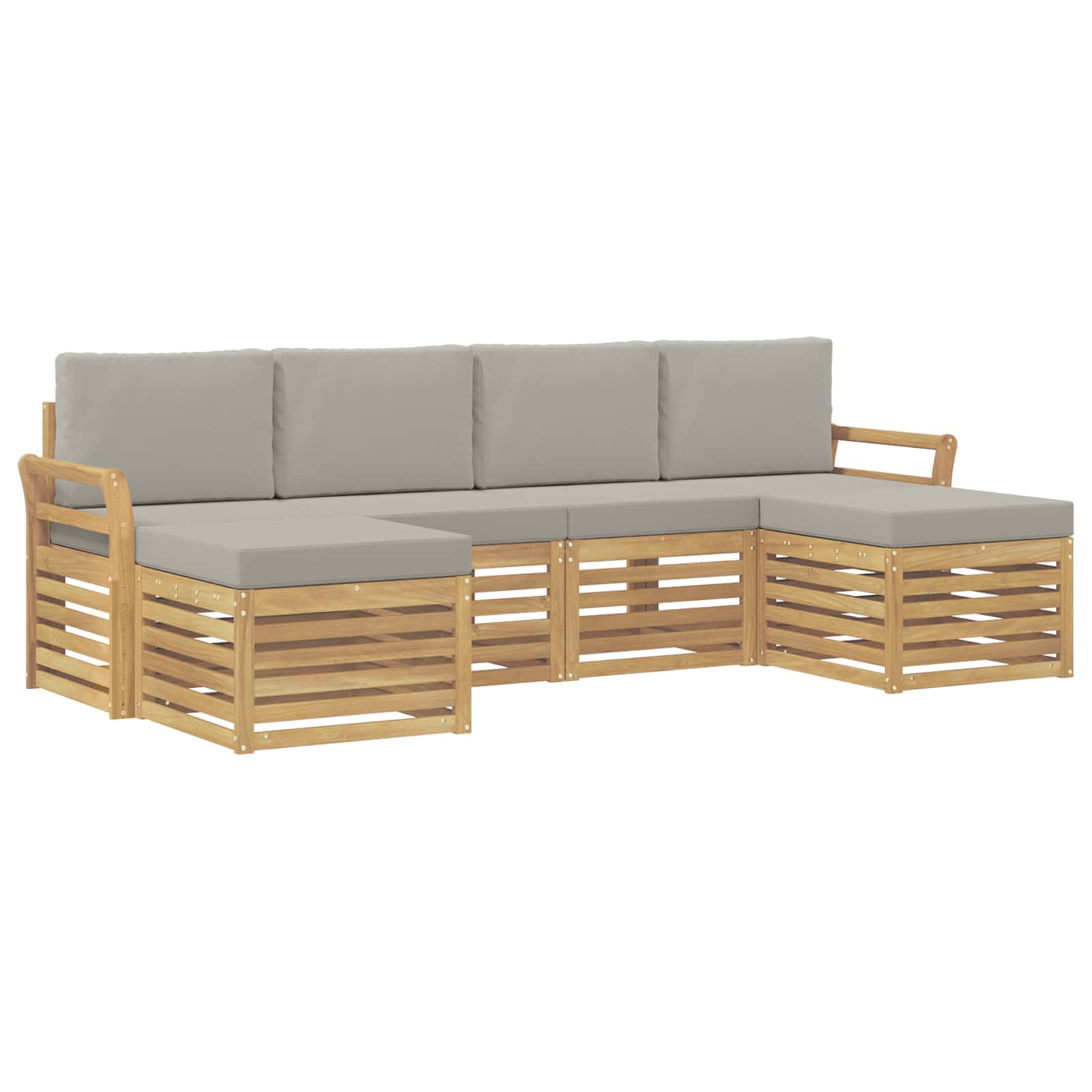 Outdoor-Sofagarnitur 6 pcs Weiß und Hellgrau