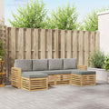 Outdoor-Sofagarnitur 6 pcs Weiß und Hellgrau
