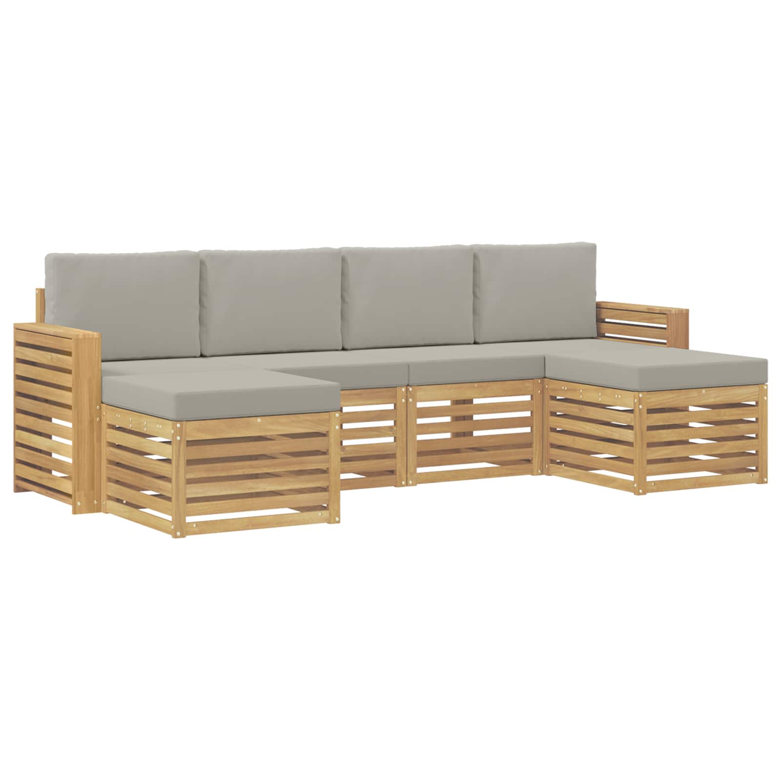 Outdoor-Sofagarnitur 6 pcs Weiß und Hellgrau