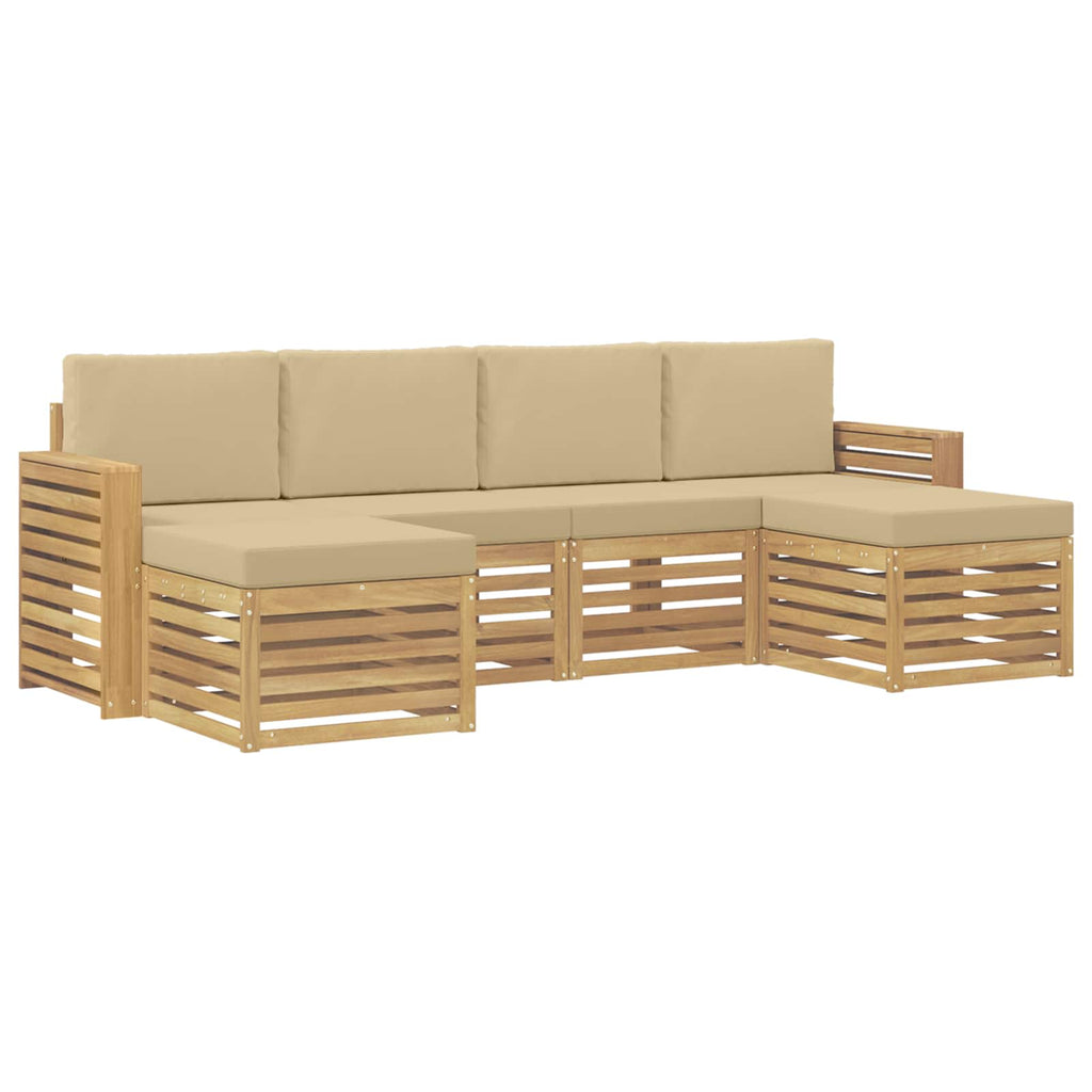 Outdoor-Sofagarnitur 6 pcs Weiß und Beige 257 x 122,5 x 73 cm