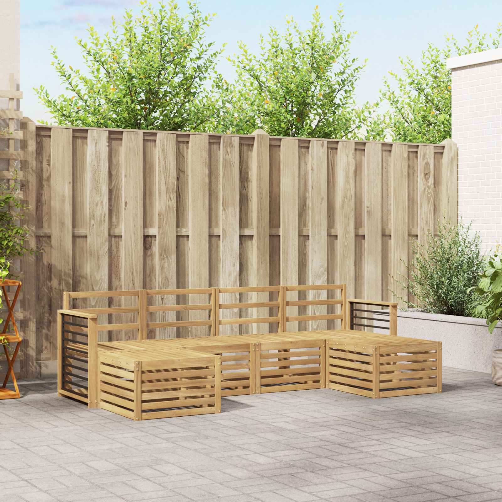 Sofagarnituren 6 pcs Weiß Massivholz Akazie