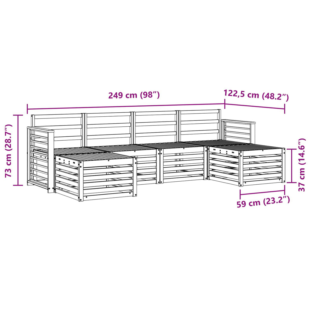 Sofagarnituren 6 pcs Weiß Massivholz Akazie