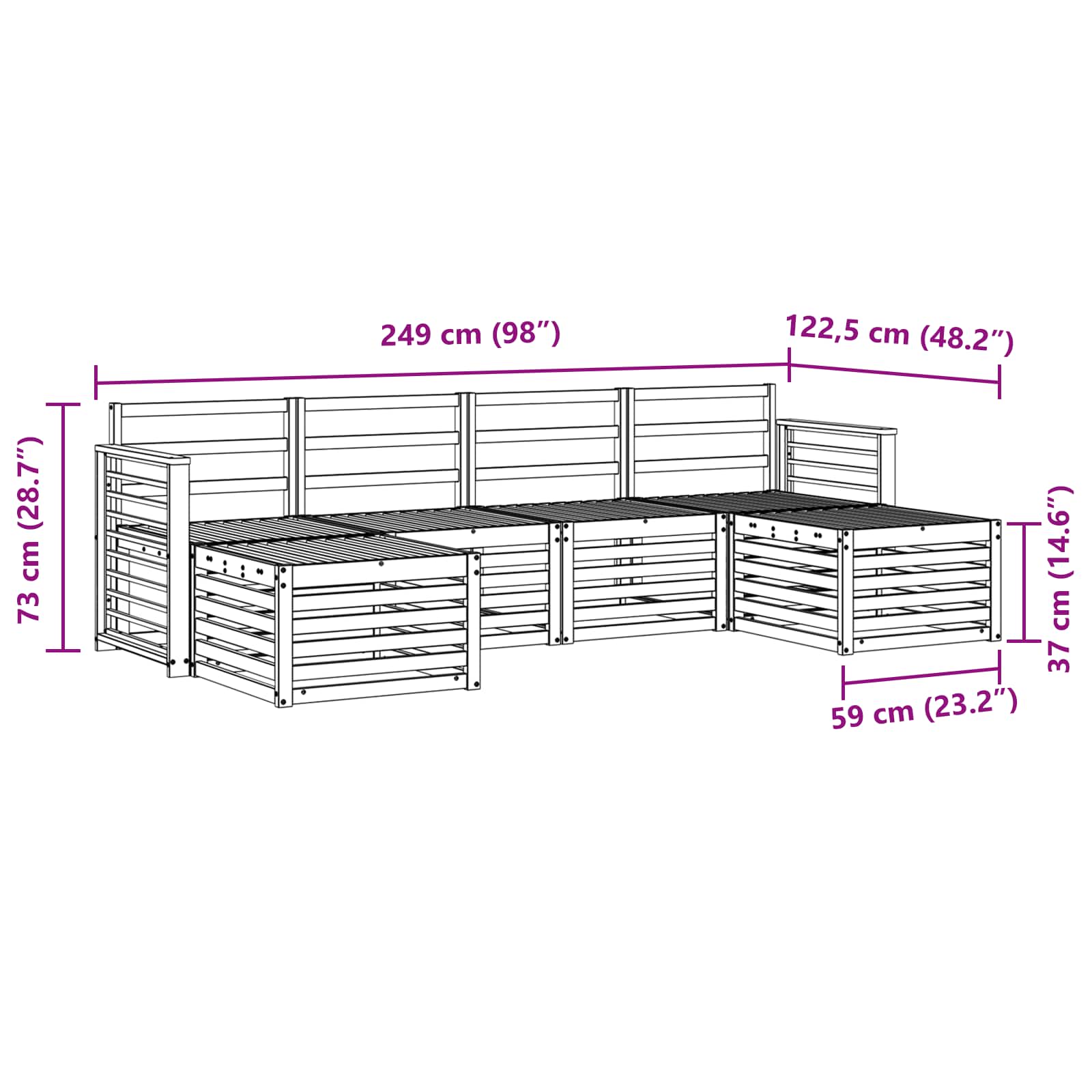 Sofagarnituren 6 pcs Weiß Massivholz Akazie
