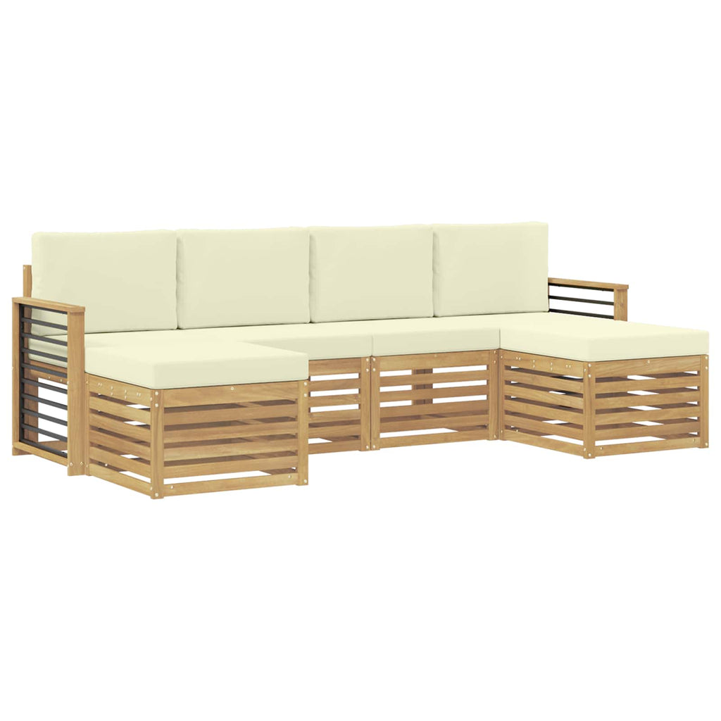 Outdoor-Sofagarnitur 6 pcs Weiß und Creme 249 x 122,5 x 73 cm