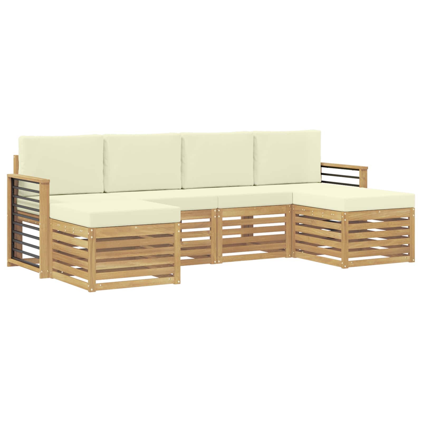 Outdoor-Sofagarnitur 6 pcs Weiß und Creme 249 x 122,5 x 73 cm