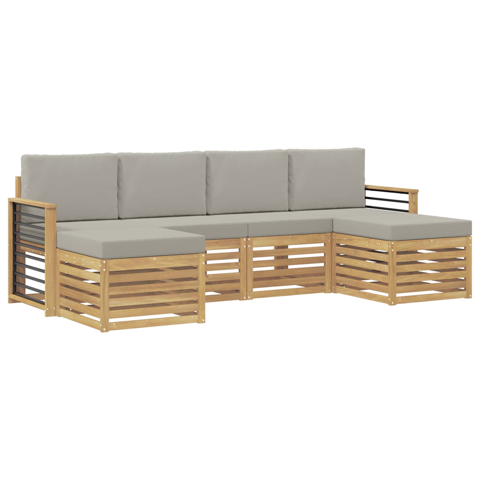 Sofagarnituren 6 pcs Weiß und Hellgrau 249 x 122,5 x 73 cm