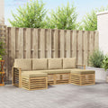 Sofagarnituren mit Kissen 6 pcs Weiß und Beige Polyester