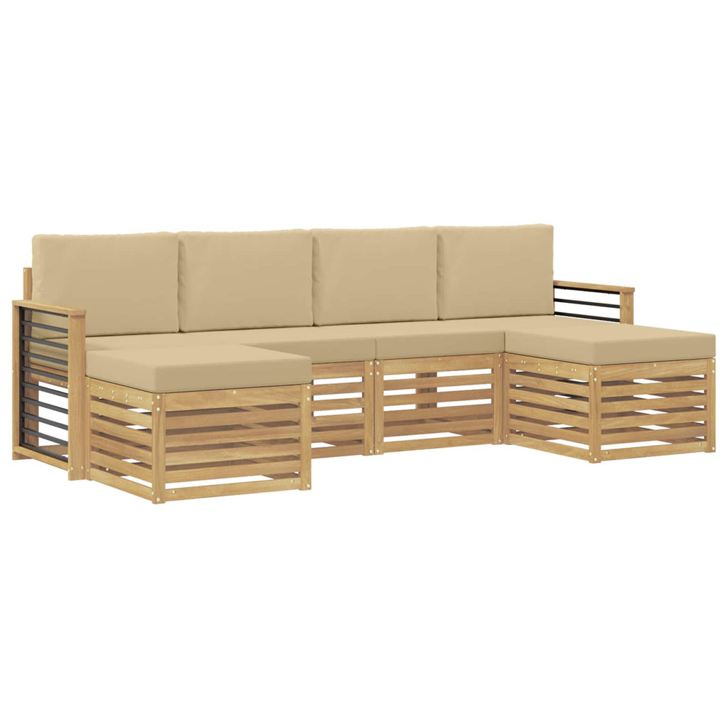 Sofagarnituren mit Kissen 6 pcs Weiß und Beige Polyester