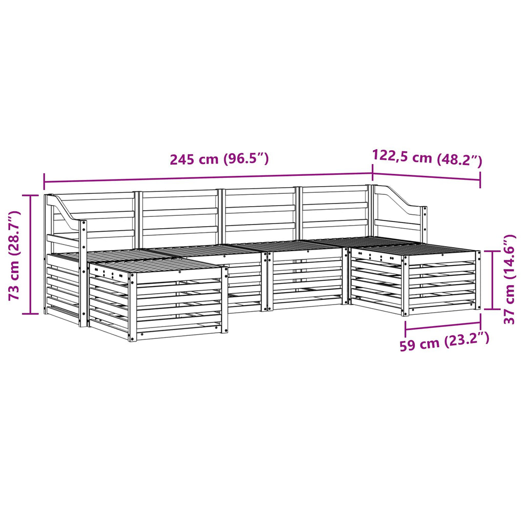Sofagarnituren 6 pcs Weiß Massivholz Akazie