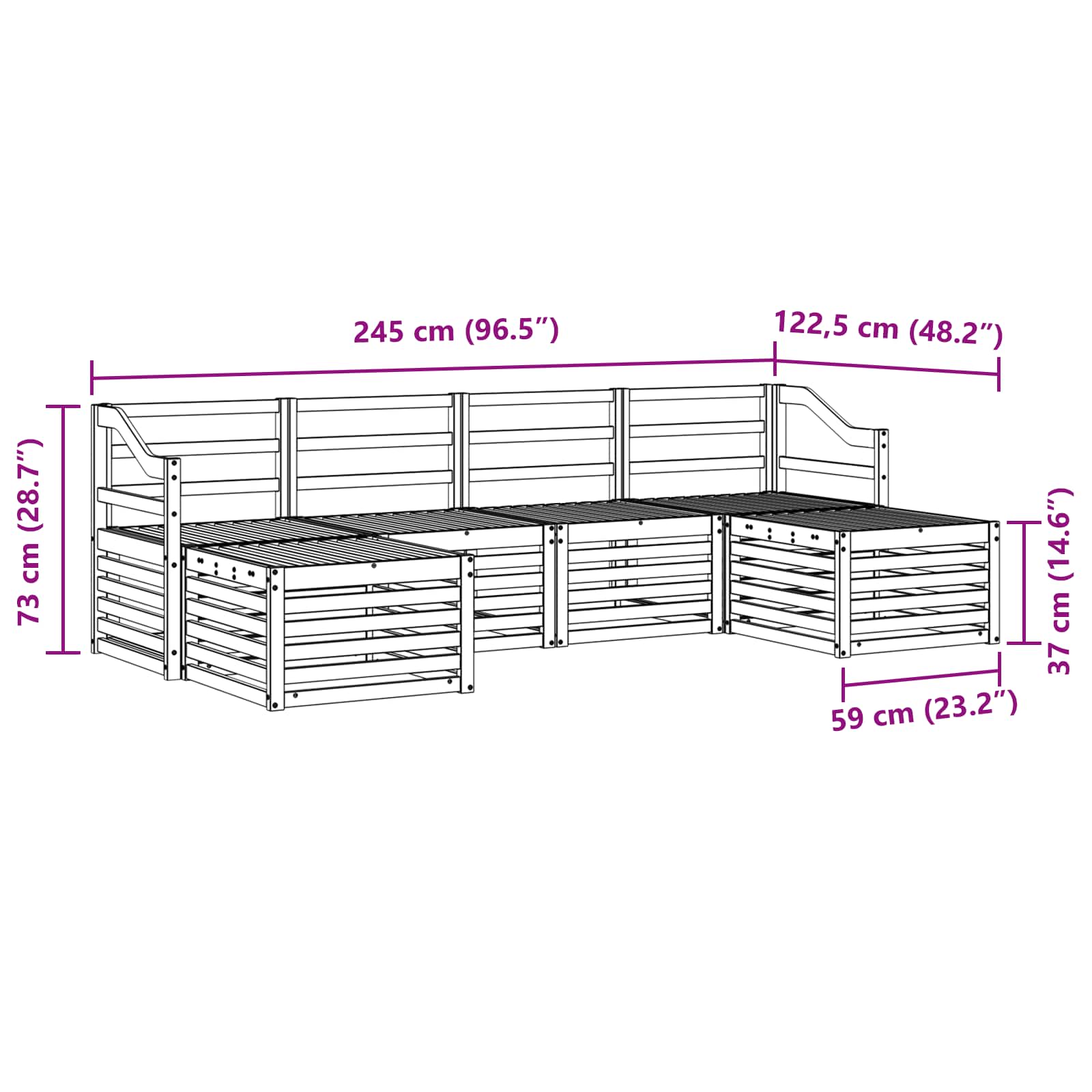 Sofagarnituren 6 pcs Weiß Massivholz Akazie