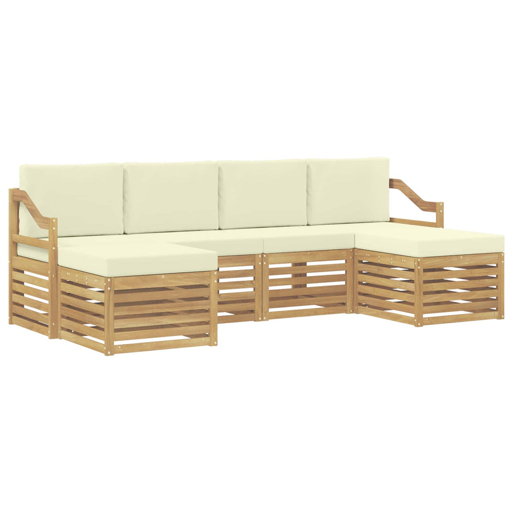 Outdoor-Sofagarnitur 6 pcs Weiß und Creme 245 x 122,5 x 73 cm