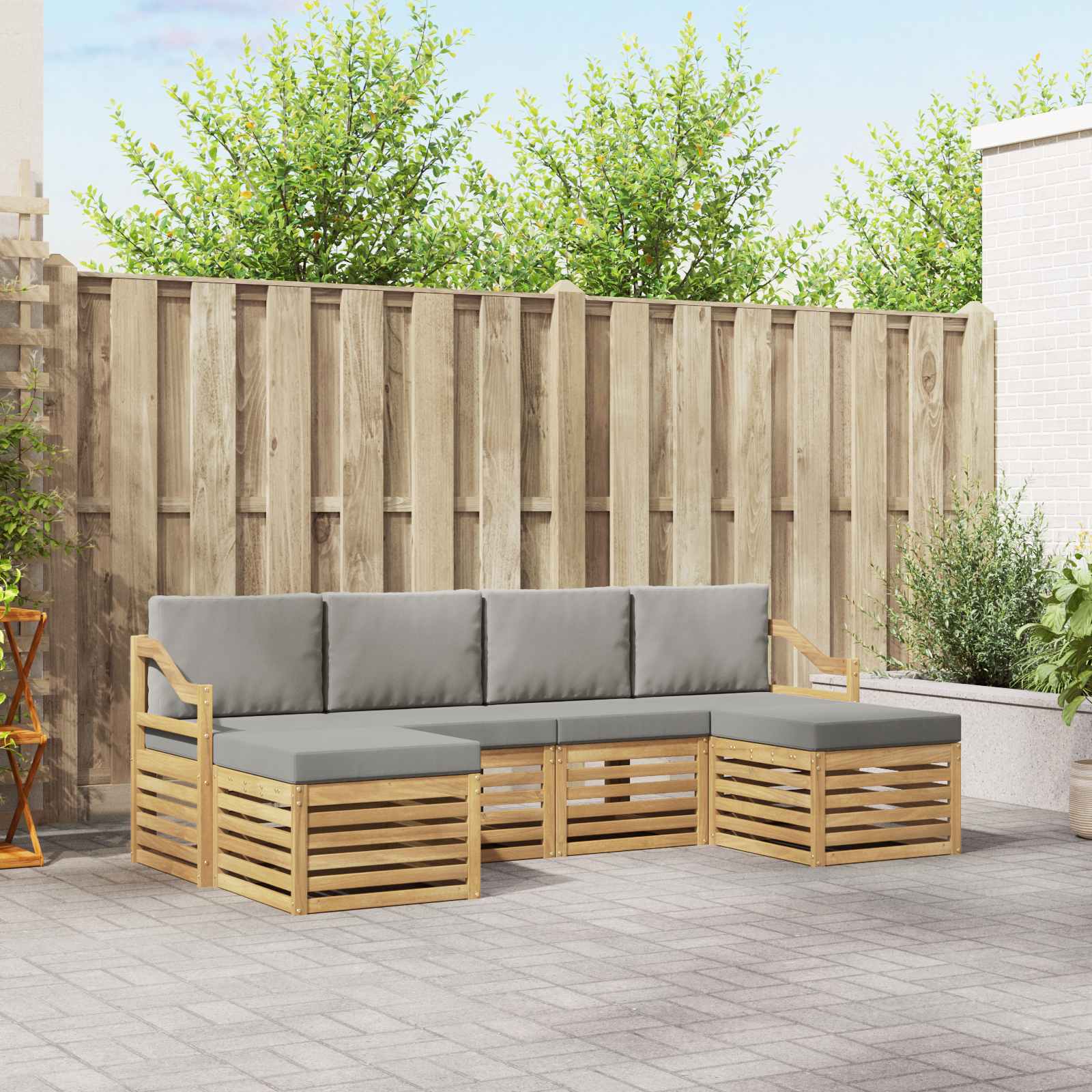 Sofagarnituren 6 pcs Weiß und Hellgrau 245 x 122,5 x 73 cm