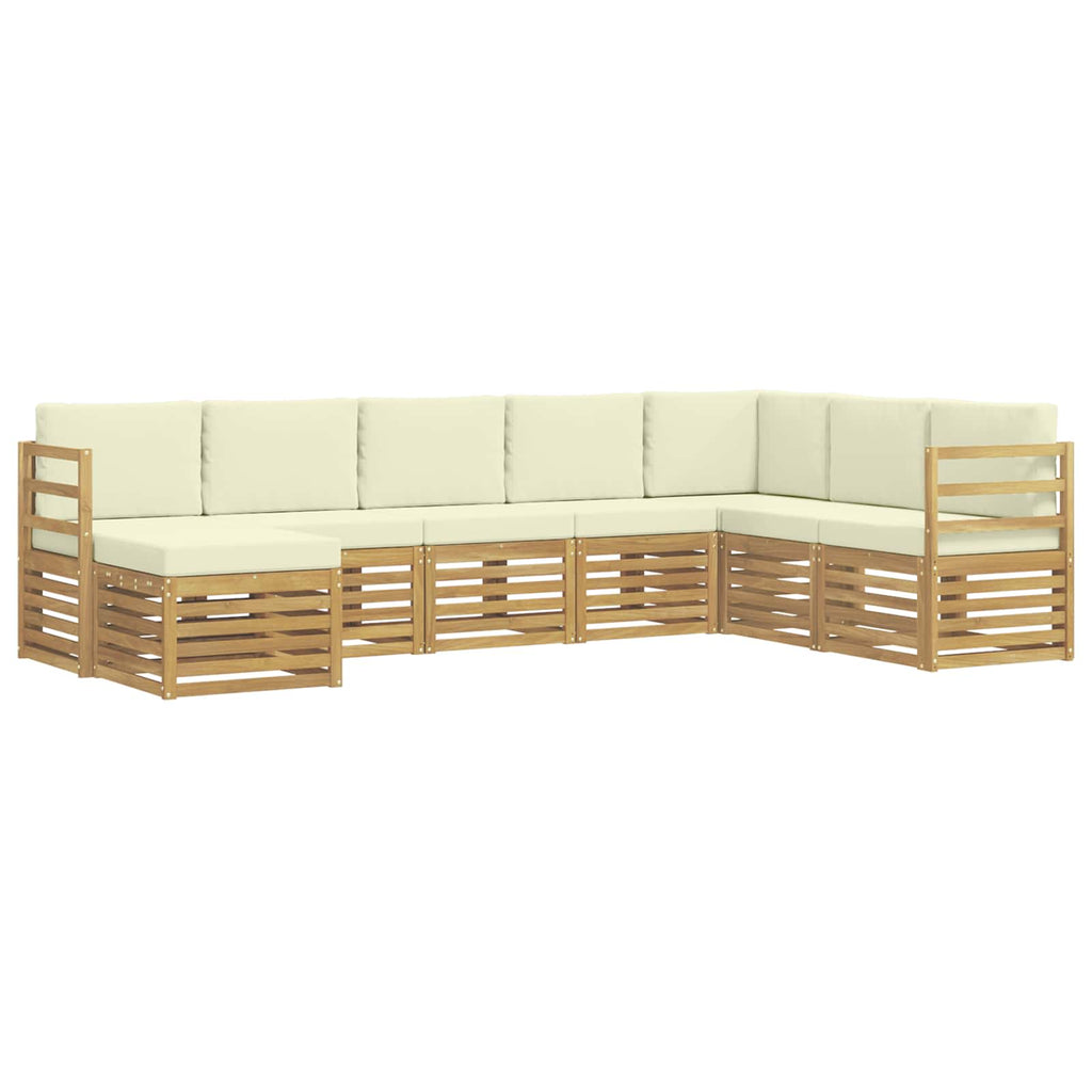 Outdoor-Sofagarnitur 8 pcs Weiß und Creme 304 x 185,5 x 73 cm