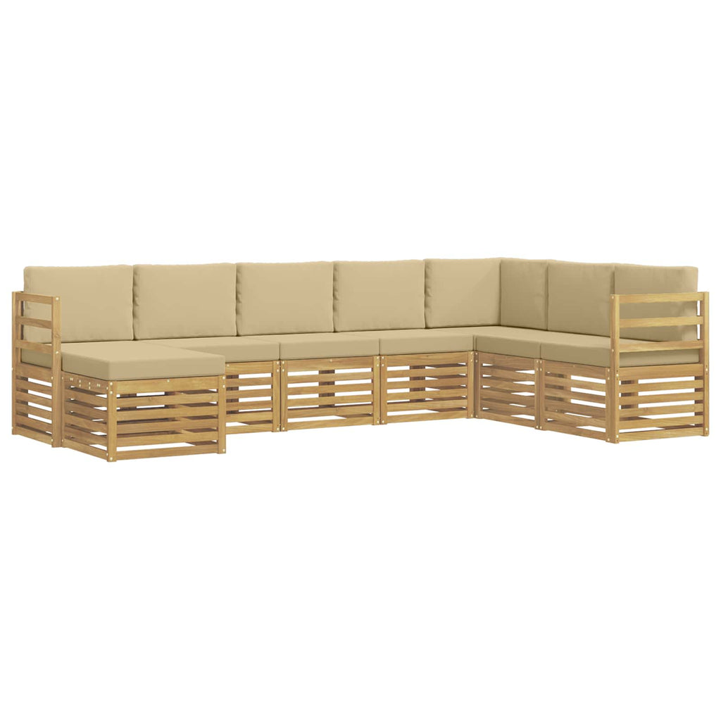 Outdoor-Sofagarnitur 8 pcs Weiß und Beige 304 x 185,5 x 73 cm